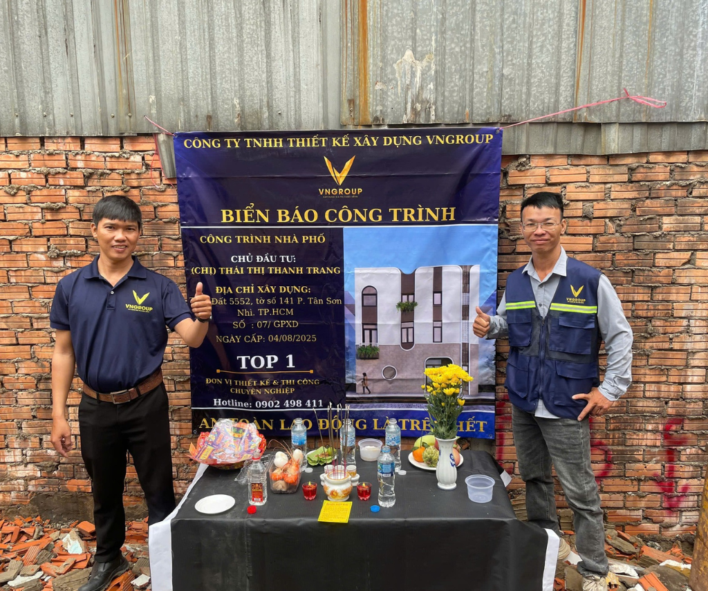 Lễ Khởi Công xây dựng Nhà Phố hiện đại cùng gia đình Chị Mrs.Trang toạ lạc Q.Tân Phú với quy mô xây dựng 1 Trệt, 2 Lầu + Sân Thượng